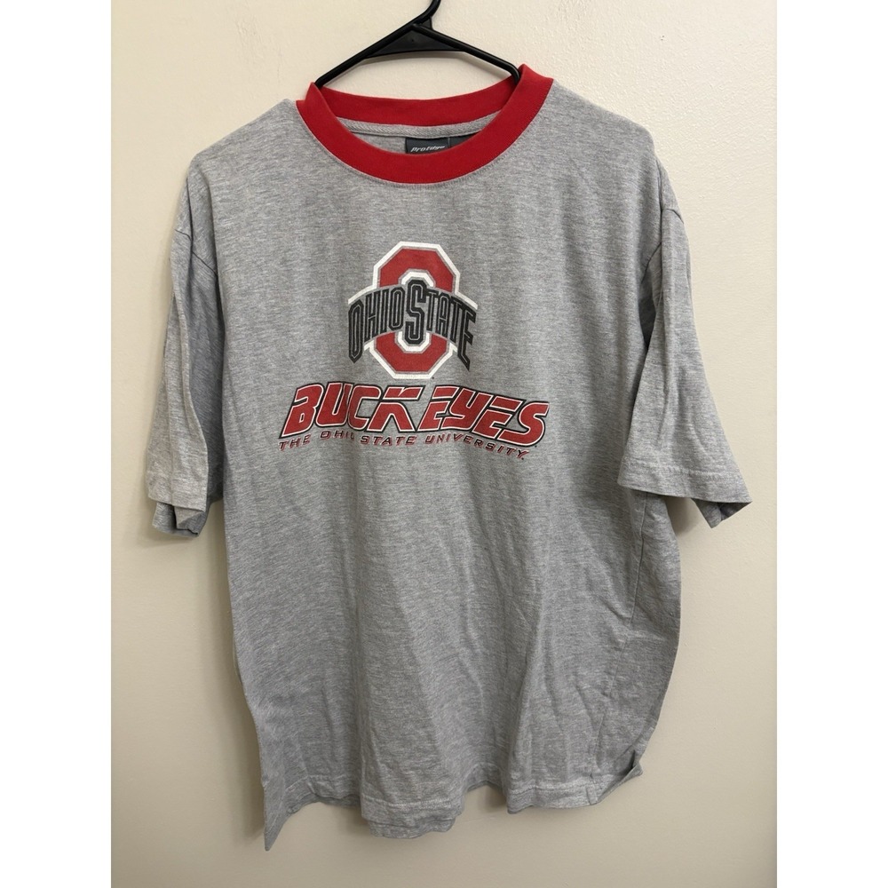 VTG 90s Ohio State Buckeyes Pro Edge T-Shirt Mens Large Gray Red Varsity NCAA